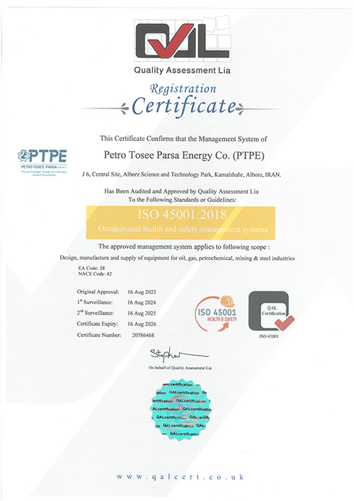 Petro tosee parsa energy Iso 45001